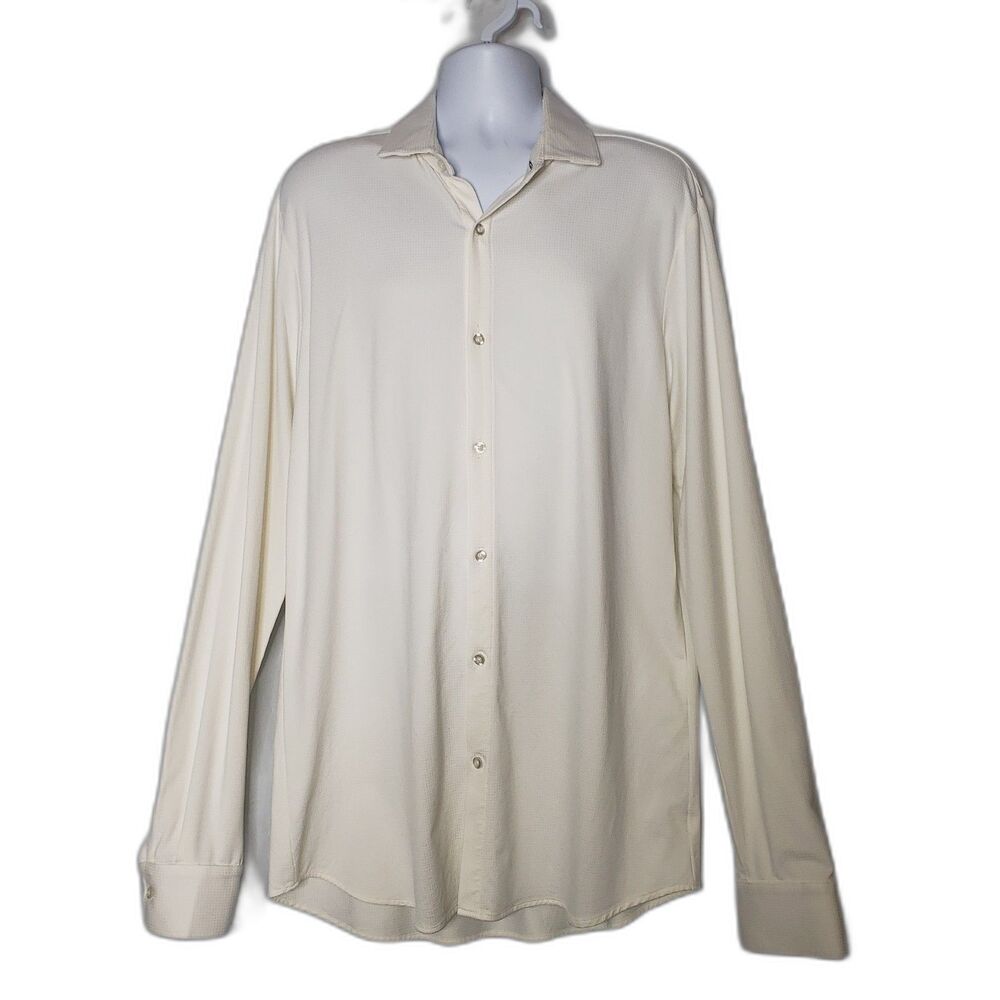 Mizzen+Main Shirt Mens XL Tall Trim Fit White Performance Button Up Dress USA